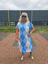 Jurk Mika ruit Blauw t/m 48
