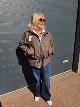 Jacket Misty Leather Look Donker Bruin t/m 50