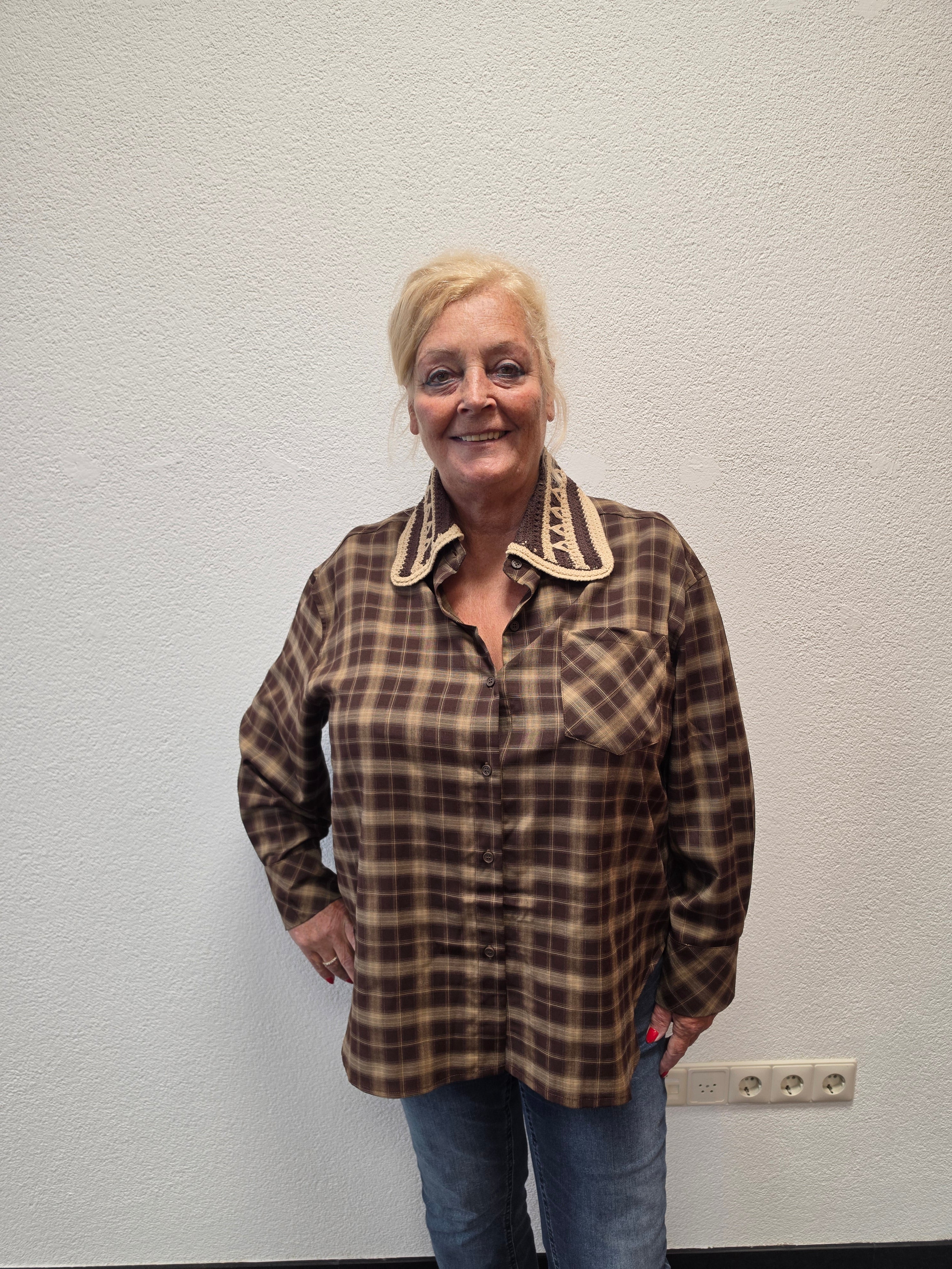 Blouse Blokkie Bruin t/m 48
