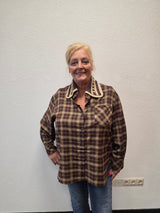 Blouse Blokkie Bruin t/m 48