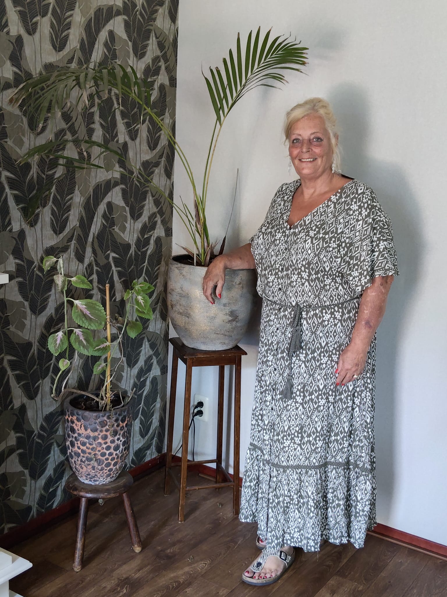 Maxi Dres Carviwi print Summer Tribe smokey Olive