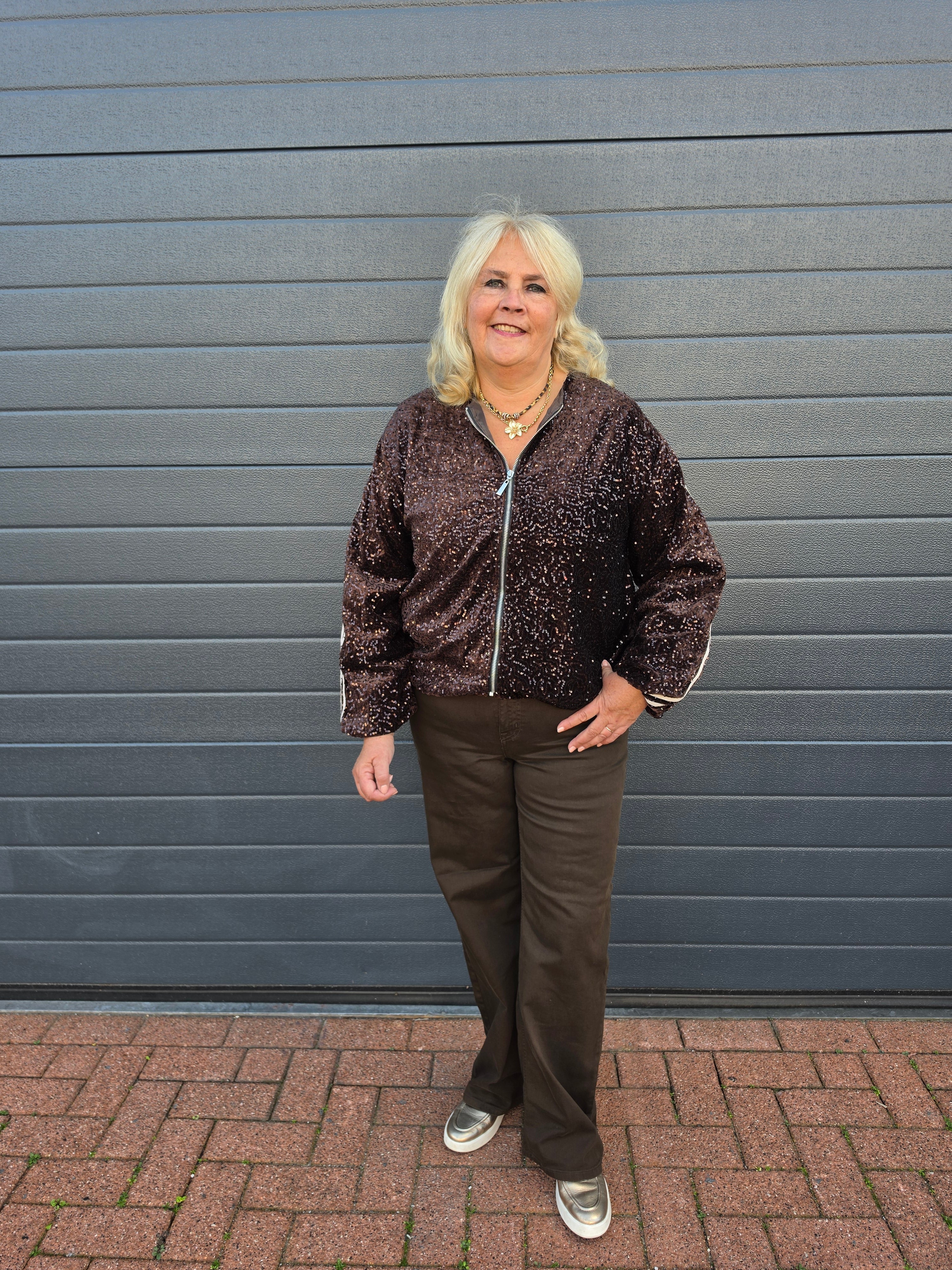 Bomber Jasje Paillet Donker Bruin  t/m 48
