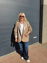 Leather Look Blazer Jenny Camel t/m 50