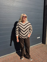 Rib Broek Carhope HW Wide Coffee