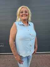 Mouwloze Jeans Blouse Carmoon