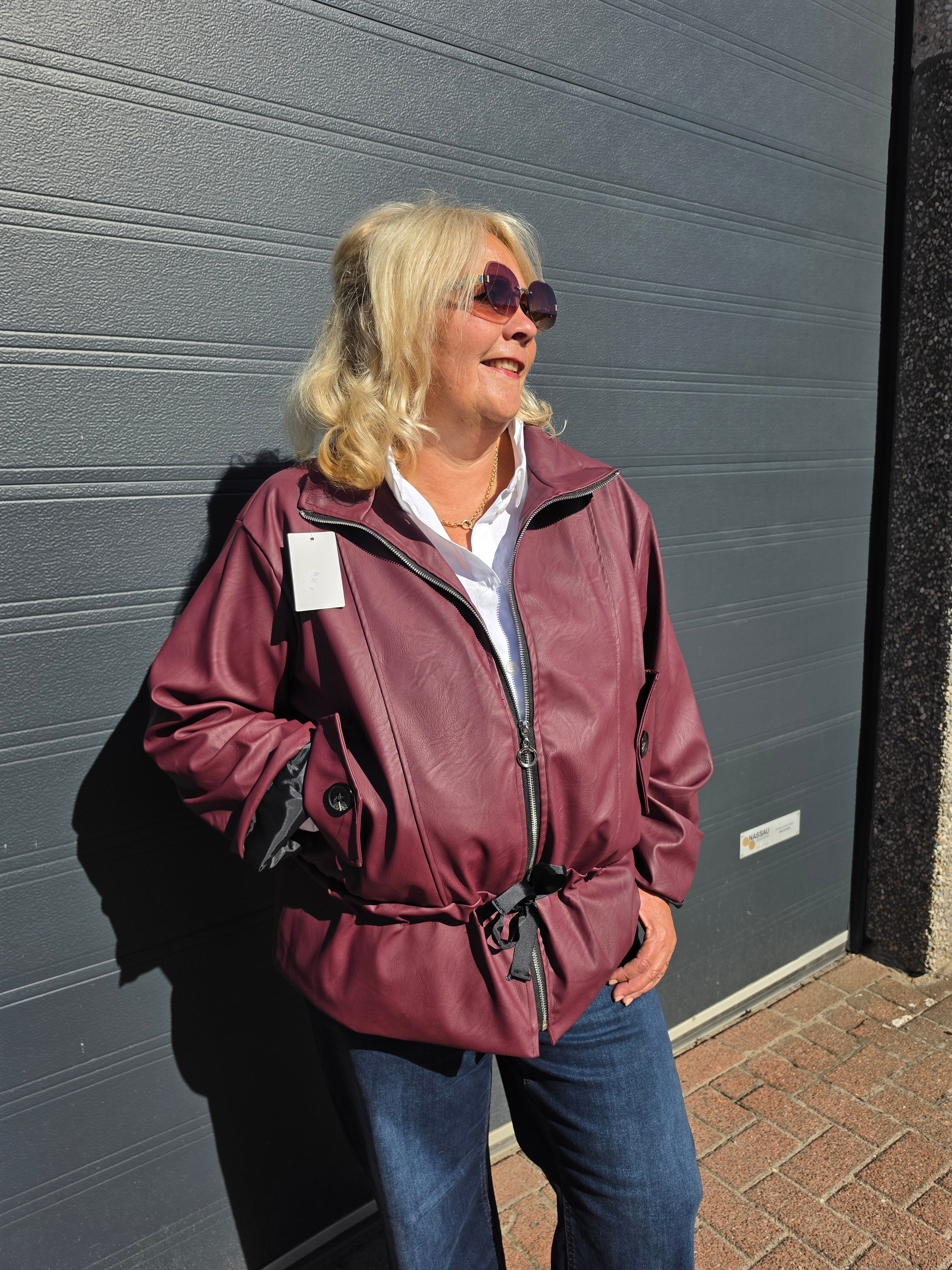 Jacket Misty Leather Look Bordeaux t/m 50