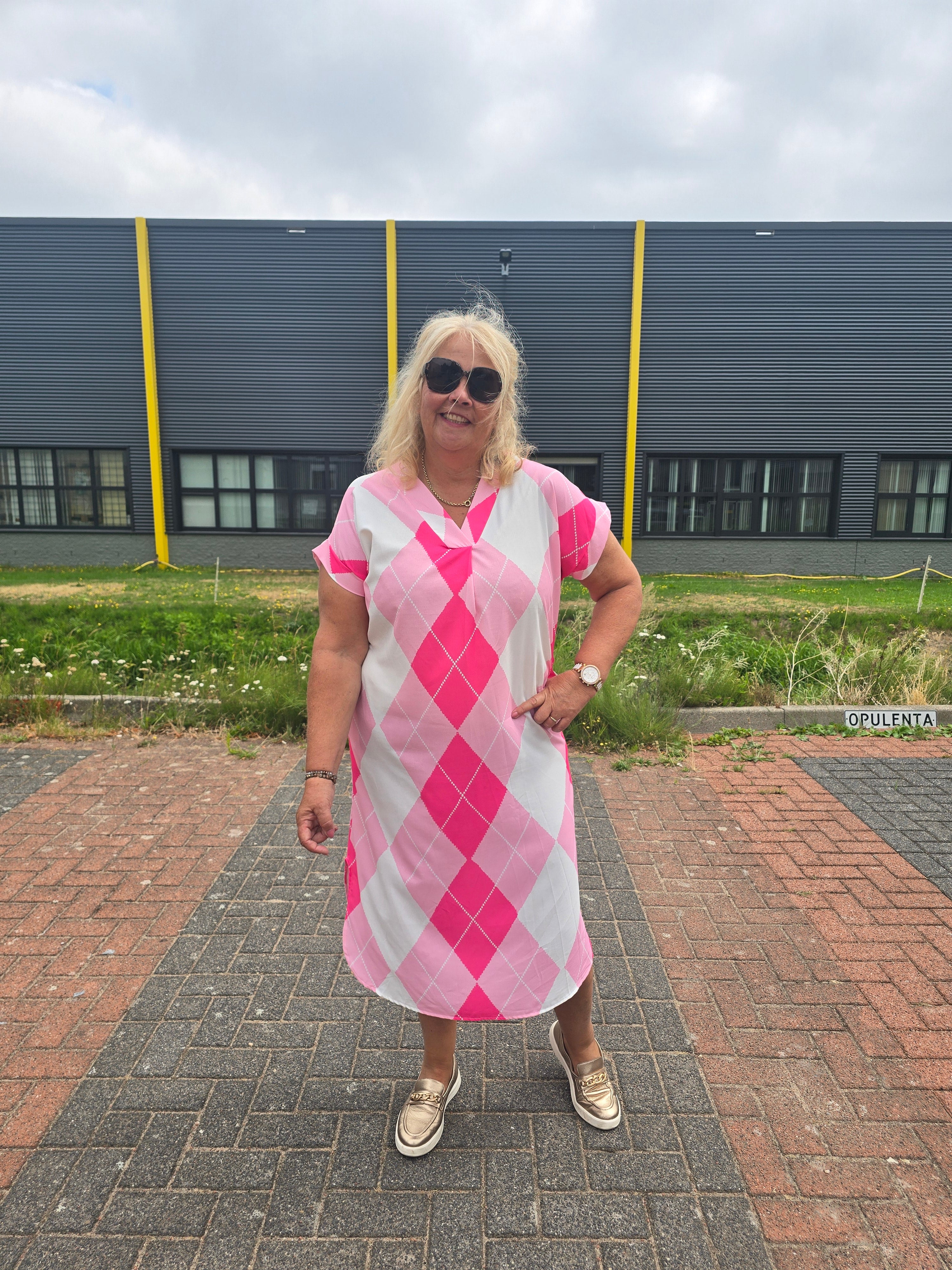 Jurk Mika ruit Roze t/m 48
