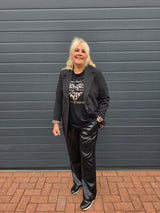 Leather Look Boek Carkari Straight Black
