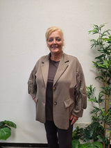 Blazer met Franjer en Stuts Taupe t/m 52