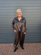 2 Delige Ballon Silky Set Donker Bruin t/m kleine 48