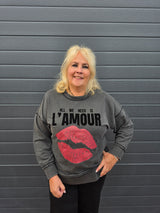 Sweat Trui Carisolde Lipa ? Amour Black Acid washing