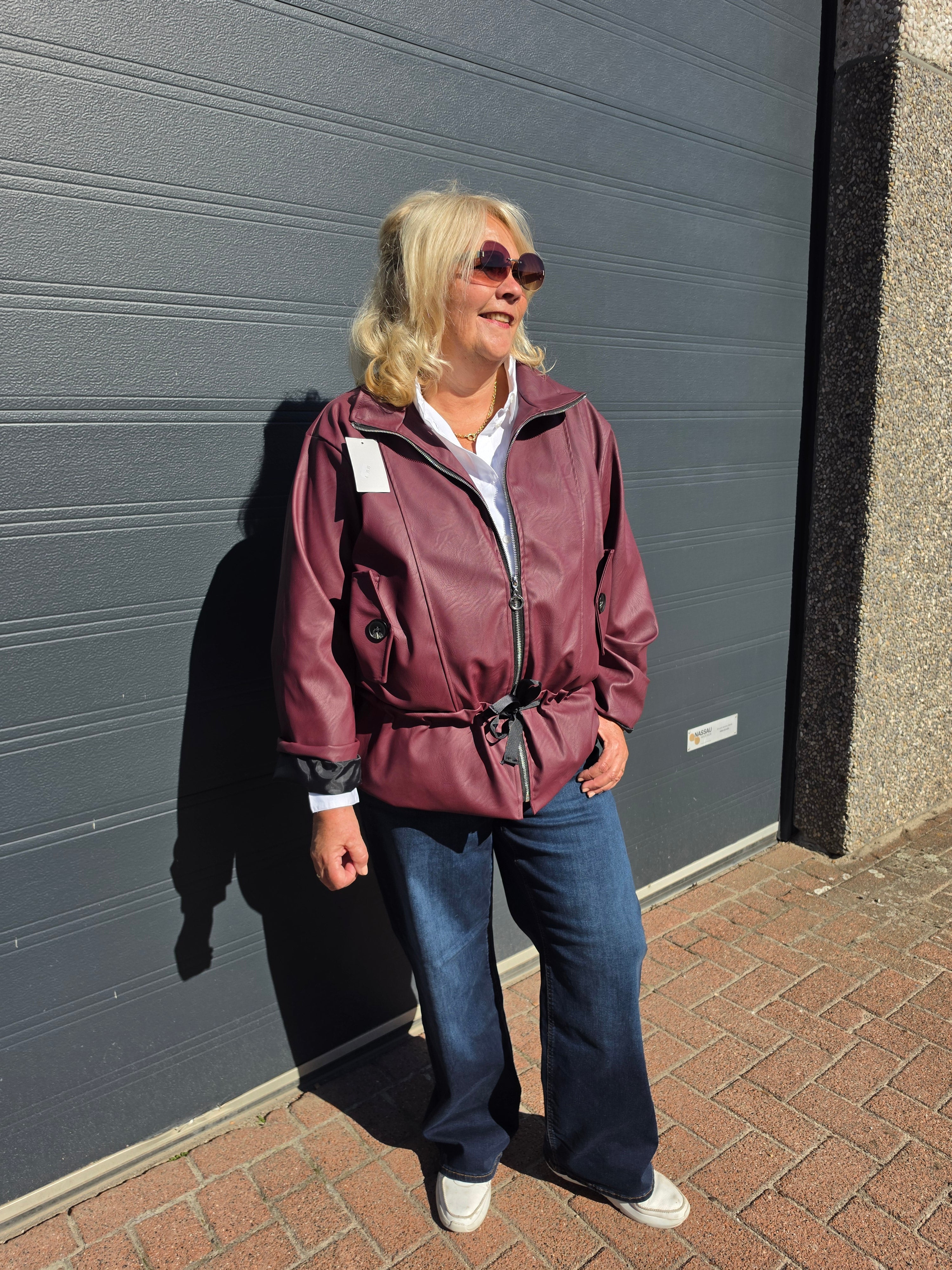 Jacket Misty Leather Look Bordeaux t/m 50