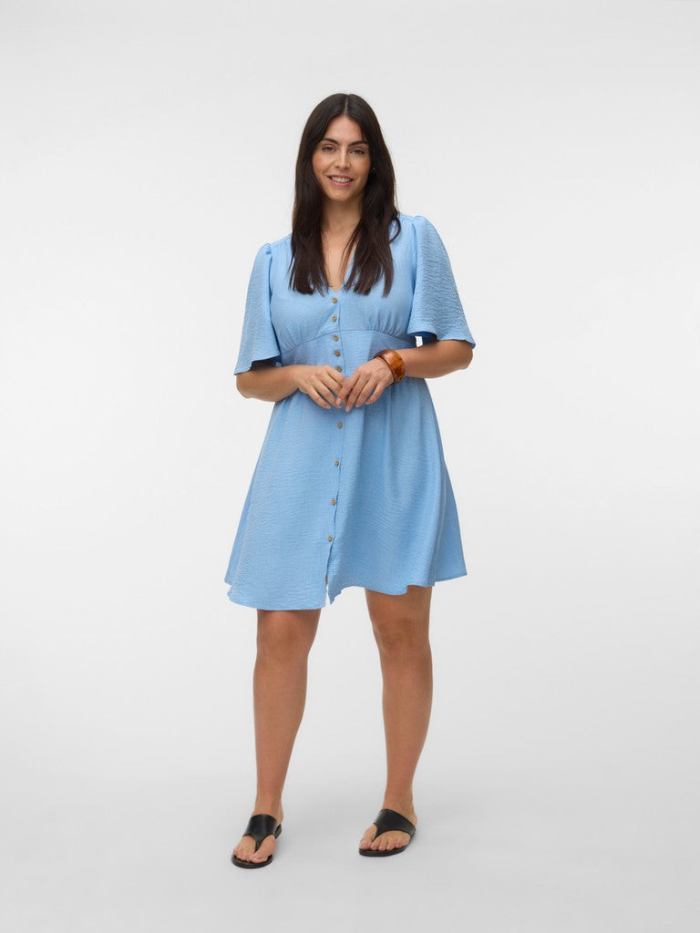 Knie Jurk VMC Melaney Chambray Blue