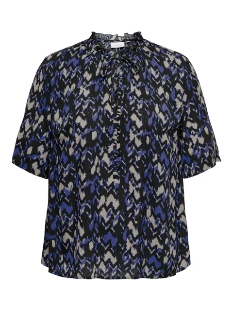 Shirt V- Neck  Caryaya print Eclipse / Clematis Blue