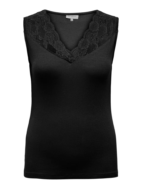 Top Rib Lace Cartilde zwart t/m 54