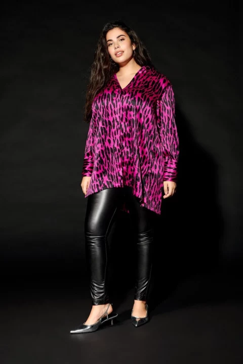 Longe Blouse Carpimrose print Fuchsia