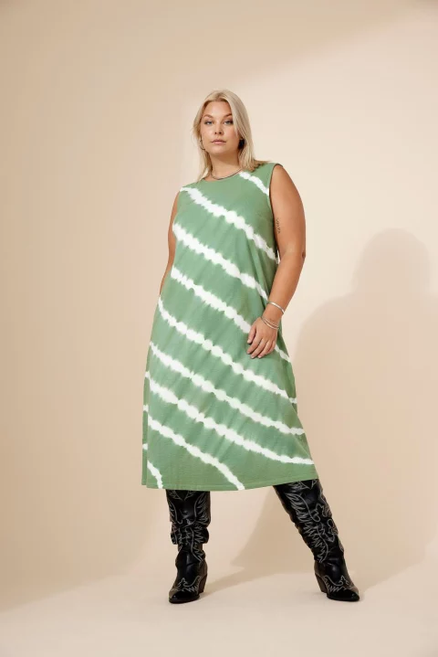 Calf Dress Carvittoria Tie Dye Hedge Green